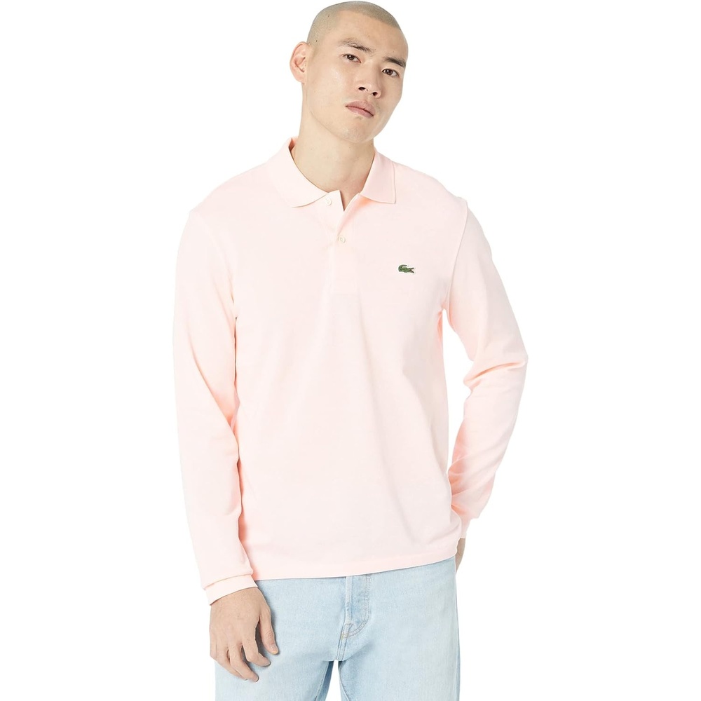 image:imageLacoste Mens Classic Long Sleeve Pique Polo ShirtFlamingo