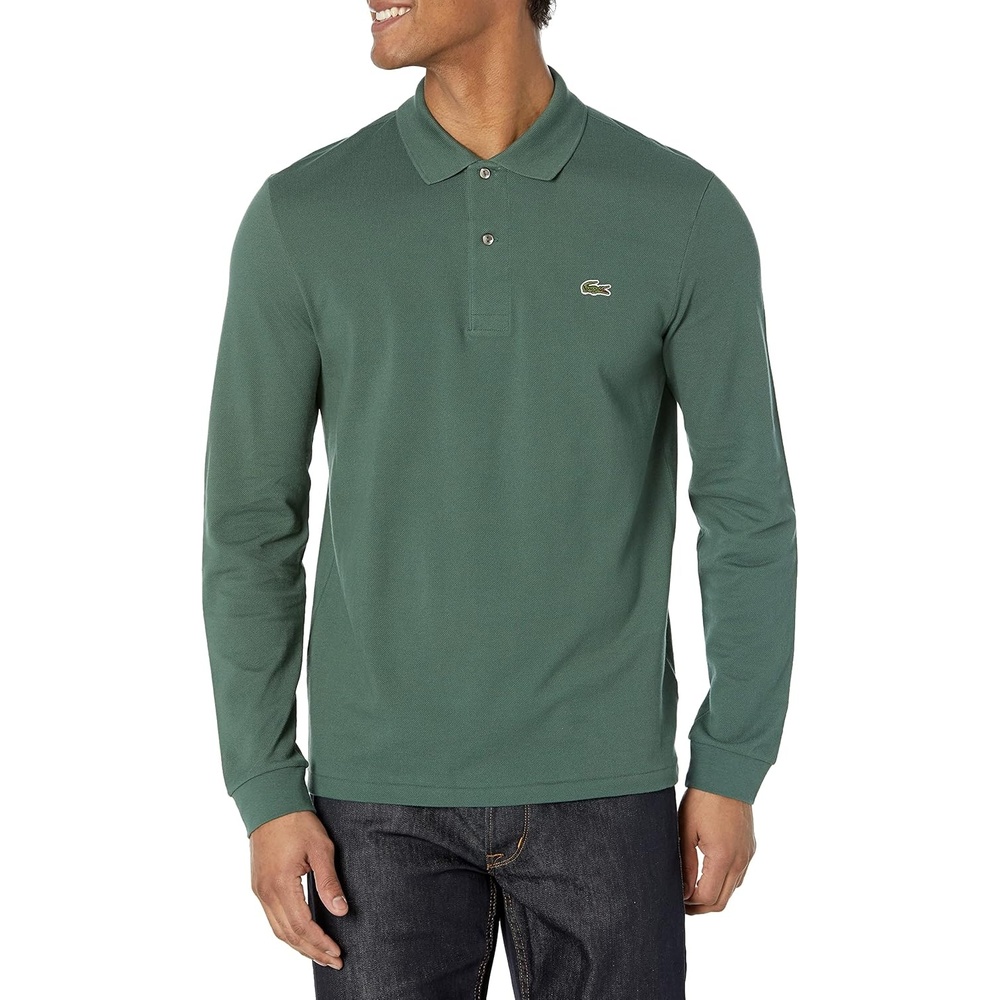 image:imageLacoste Mens Classic Long Sleeve Pique Polo ShirtGarden Green