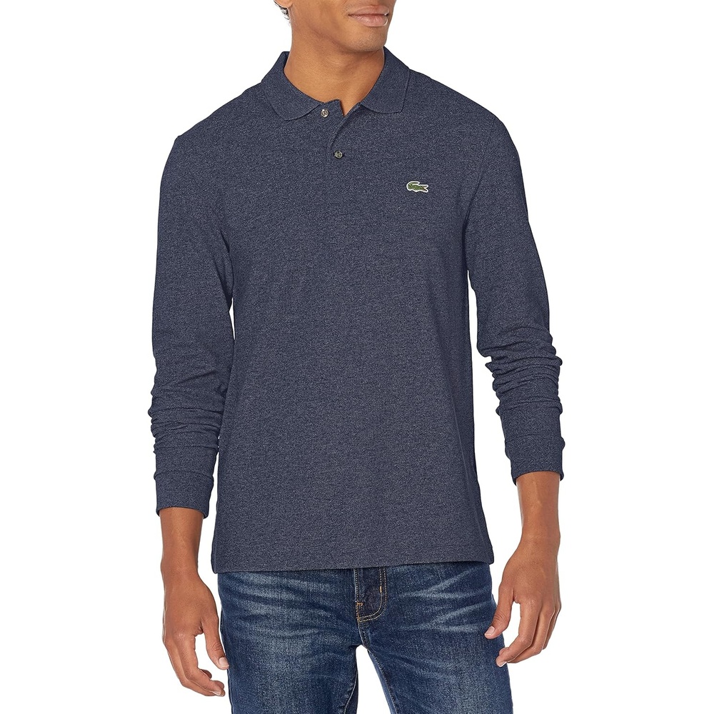 image:imageLacoste Mens Classic Long Sleeve Pique Polo ShirtHeather Nebula