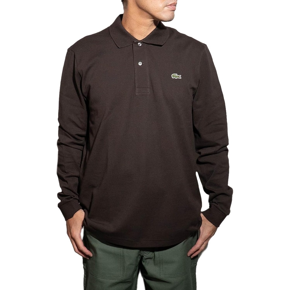 image:imageLacoste Mens Classic Long Sleeve Pique Polo ShirtNew Port Brown