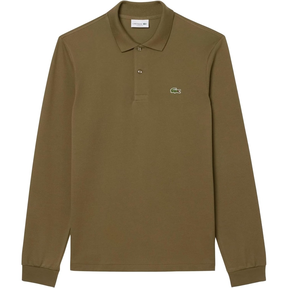 image:imageLacoste Mens Classic Long Sleeve Pique Polo ShirtOlive