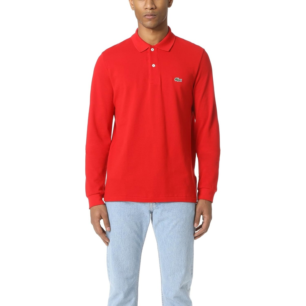 image:imageLacoste Mens Classic Long Sleeve Pique Polo ShirtRed