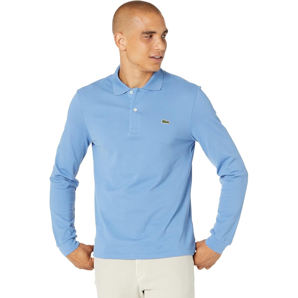image:imageLacoste Mens Classic Long Sleeve Pique Polo ShirtTurquin Blue