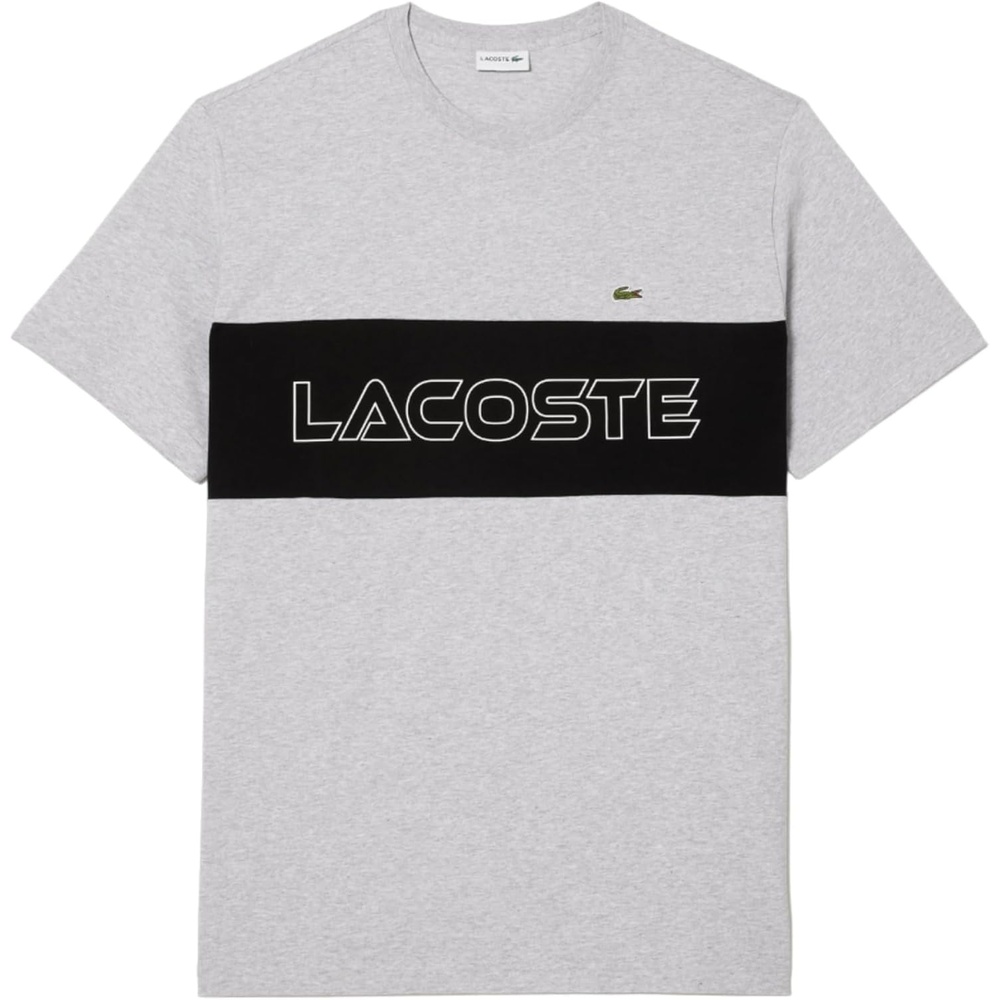image:imageLacoste Mens Colorblock Jersey TShirt Tall FitSilver ChineBlack