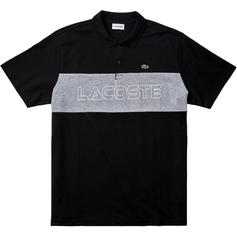 image:imageLacoste Mens Colorblock Piqu Polo Shirt Tall FitBlackSilver Chine