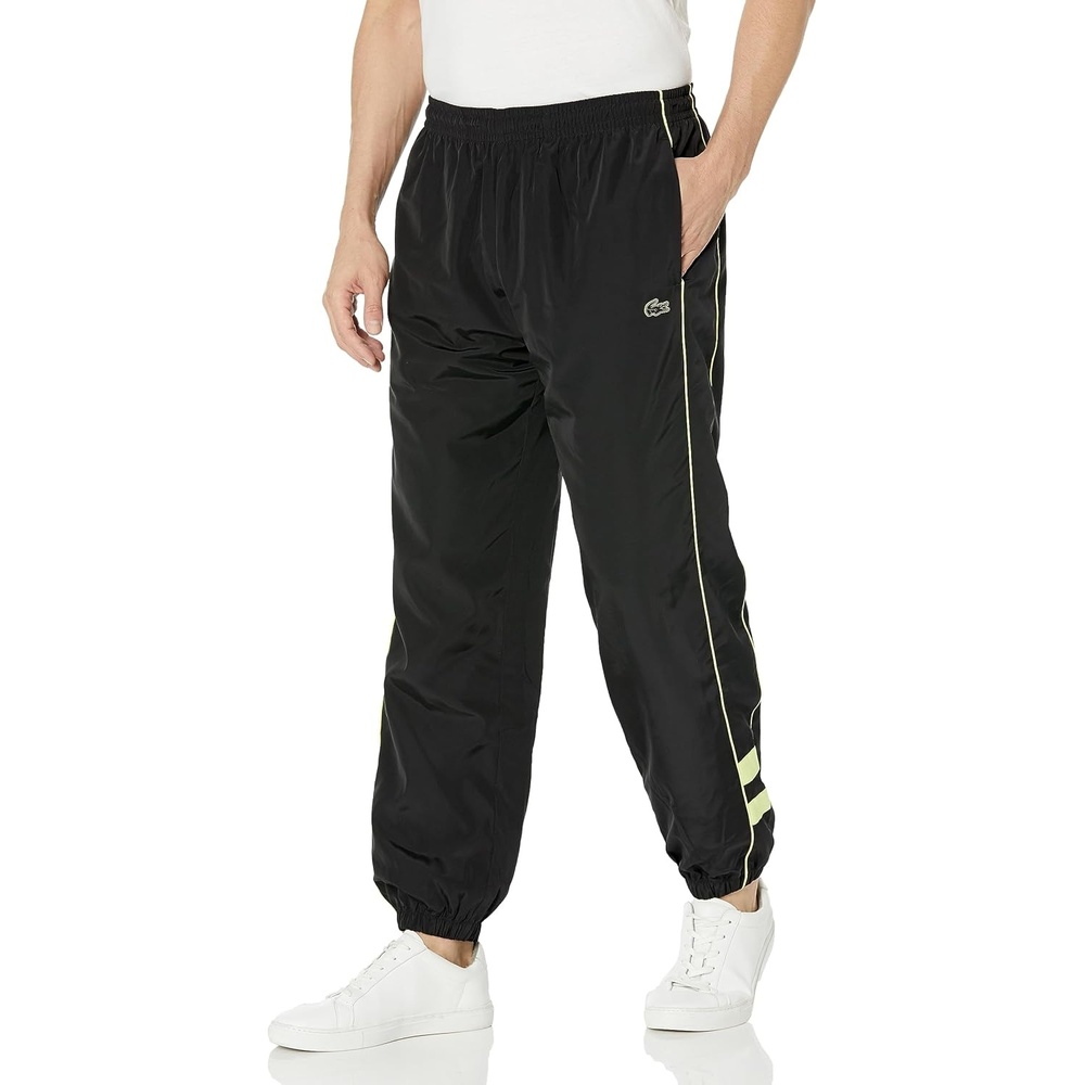 image:imageLacoste Mens Contrast Details Relaxed Fit SweatpantsBlackLimeira