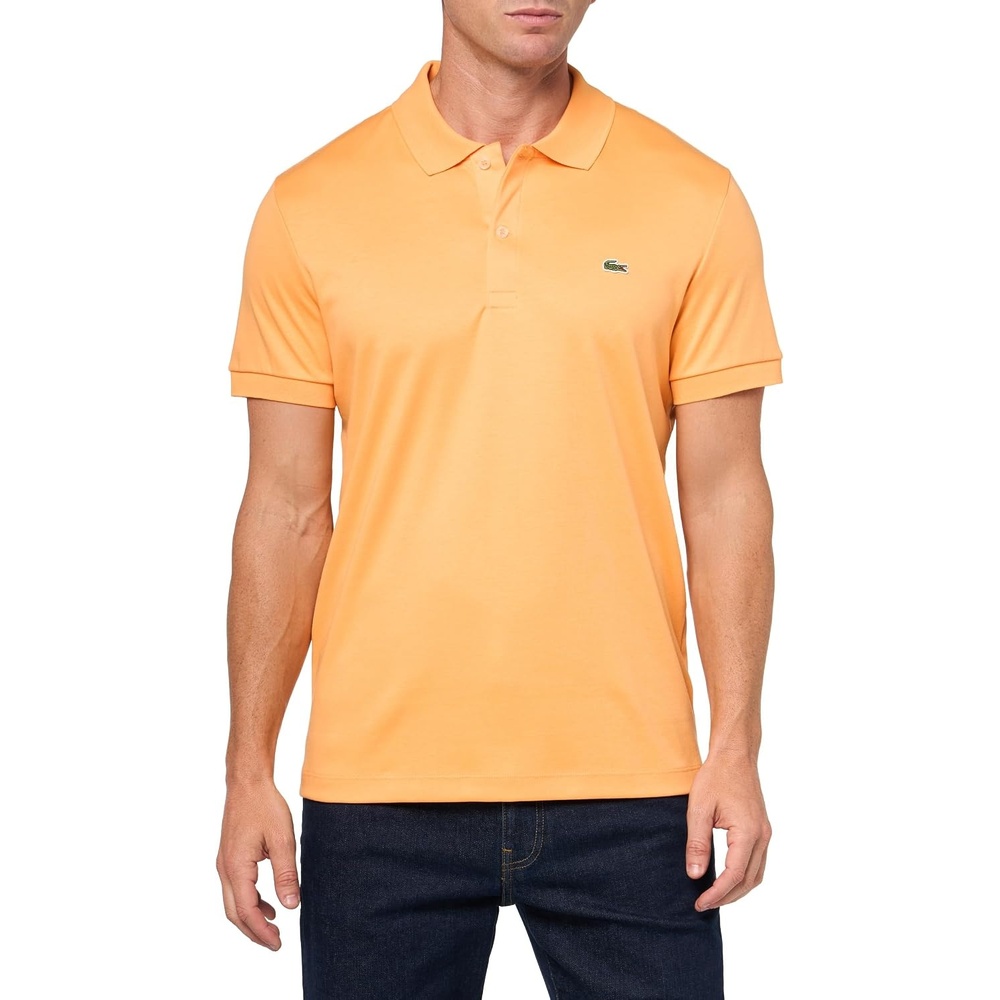 image:imageLacoste Mens Core Short Sleeve Regular Fit Green Croc PoloZinnia Orange