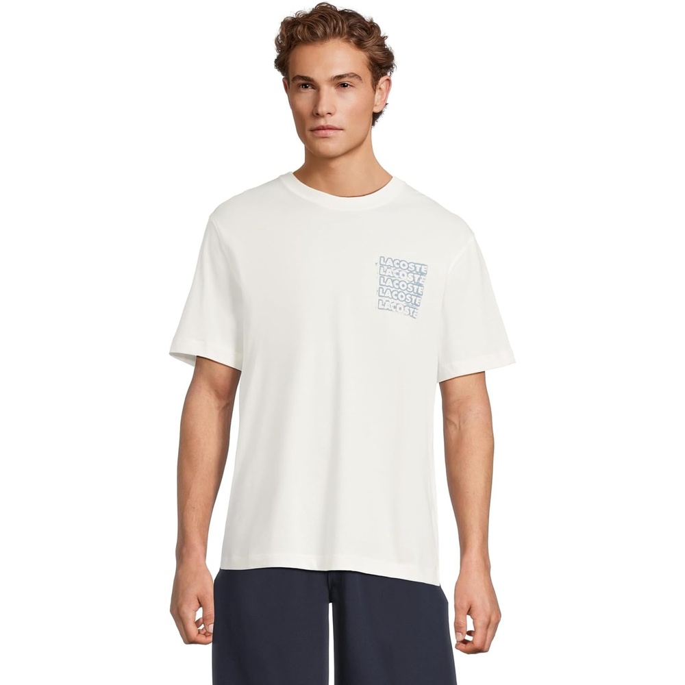 image:imageLacoste Mens Cotton Jersey Graphic TShirtFlour Limestone