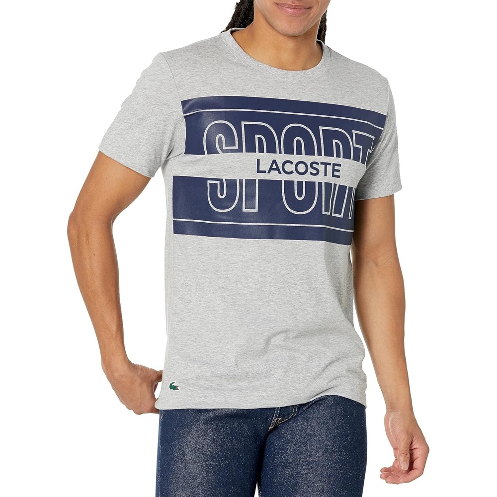 image:imageLacoste Mens Cotton Print TShirtSilver Chine