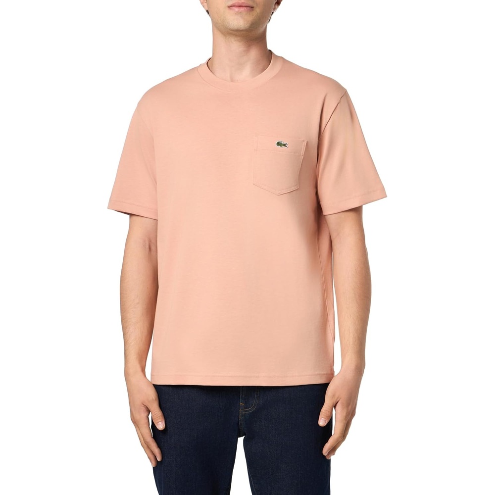 image:imageLacoste Mens Cotton Tshirt with Breast PocketBrown Pocket