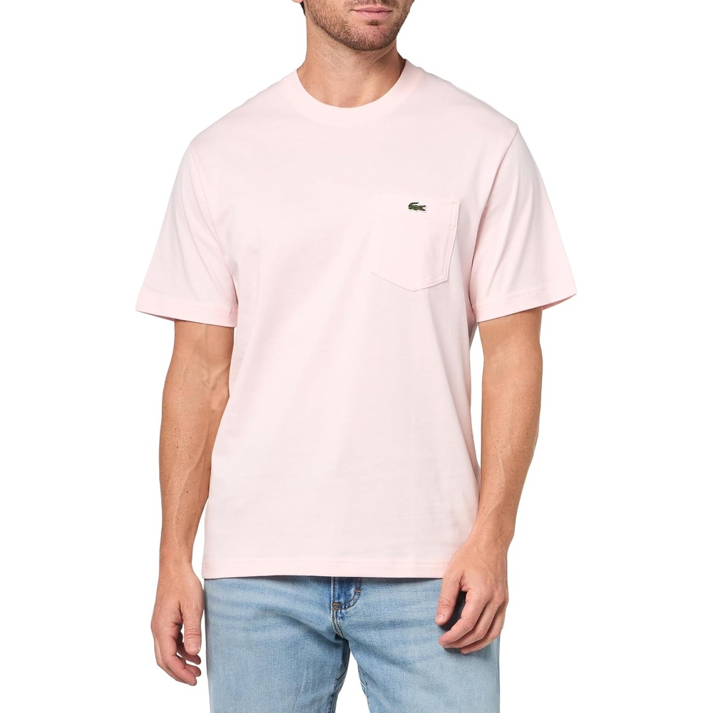 image:imageLacoste Mens Cotton Tshirt with Breast PocketFlamingo