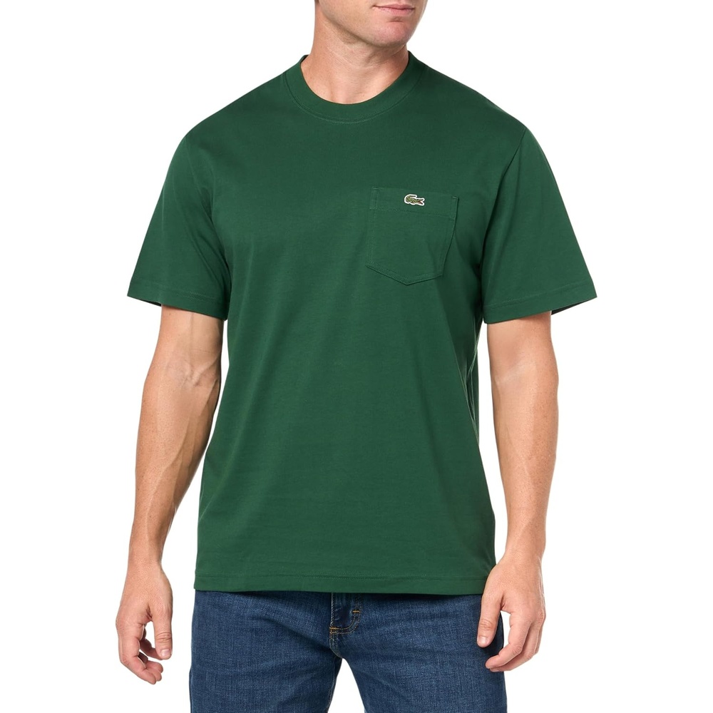 image:imageLacoste Mens Cotton Tshirt with Breast PocketGreen Pocket