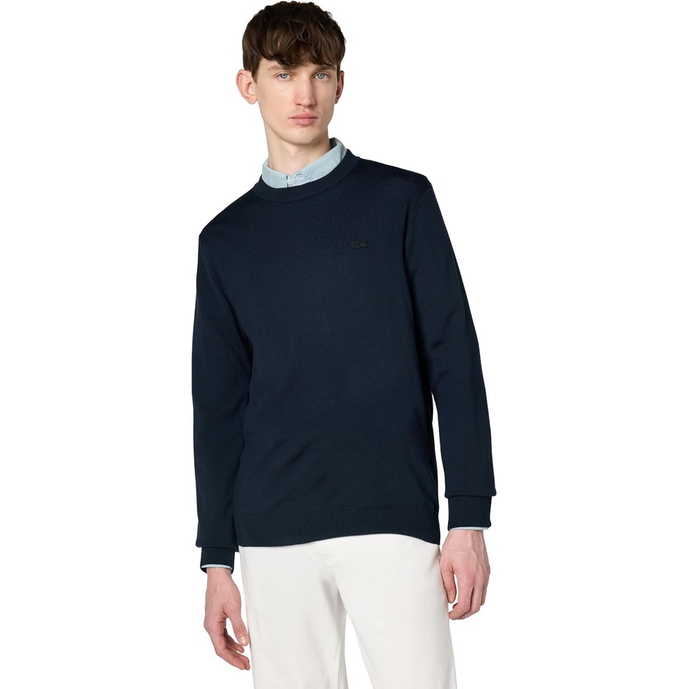 image:imageLacoste Mens Crew Neck Merino Wool SweaterNavy Blue