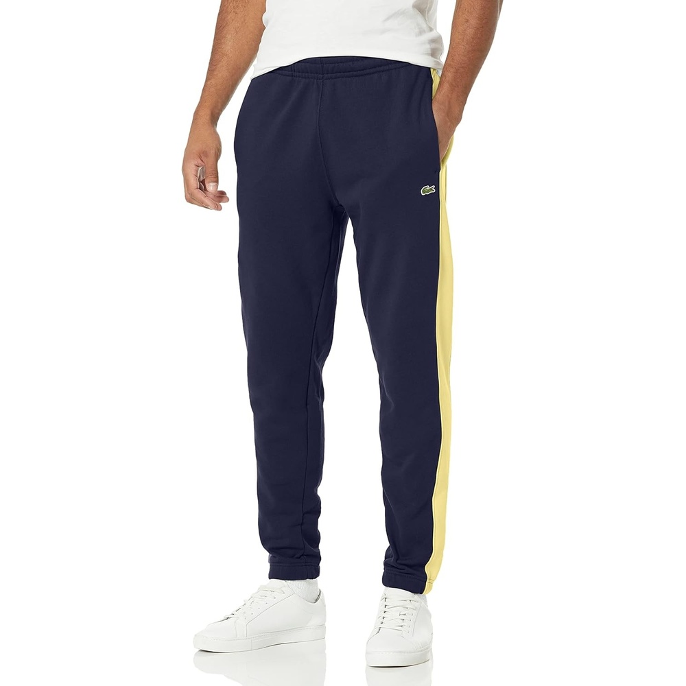 image:imageLacoste Mens Crocodile Branding Cotton Fleece Jogging PantsNavy BlueYellow