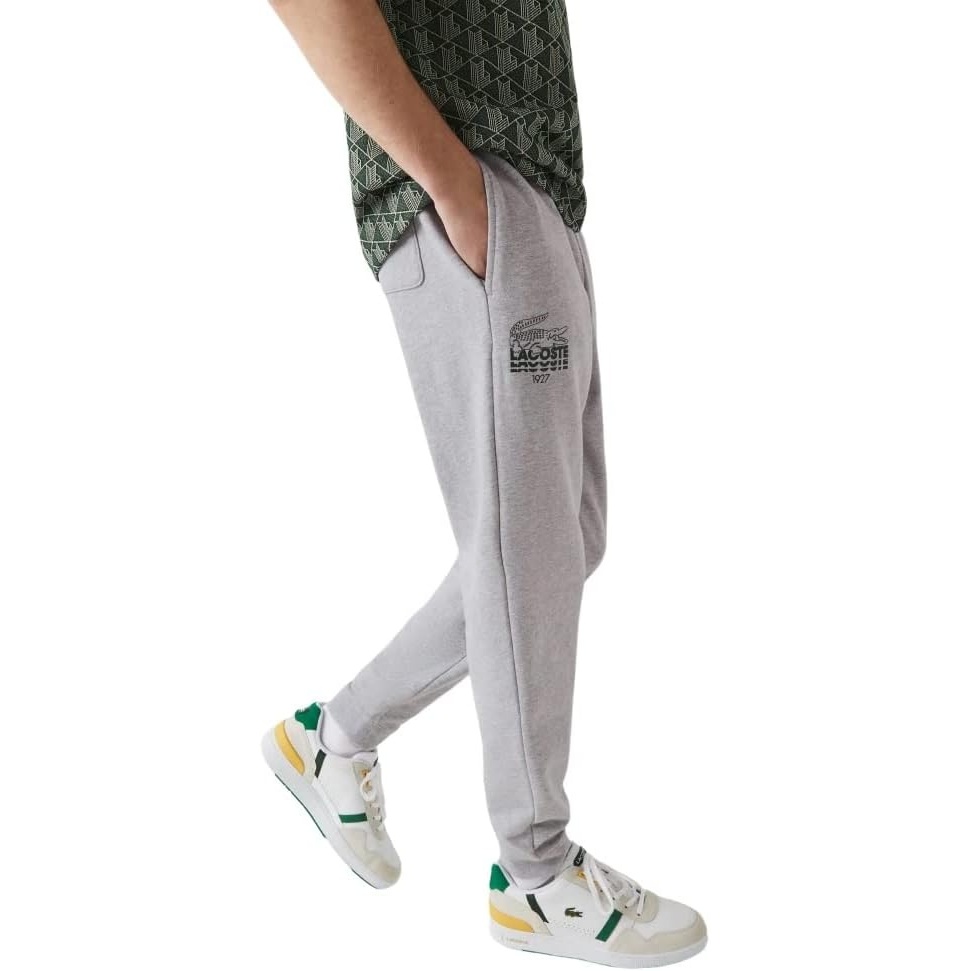 image:imageLacoste Mens Crocodile Branding Cotton Fleece Jogging PantsSilver Chine