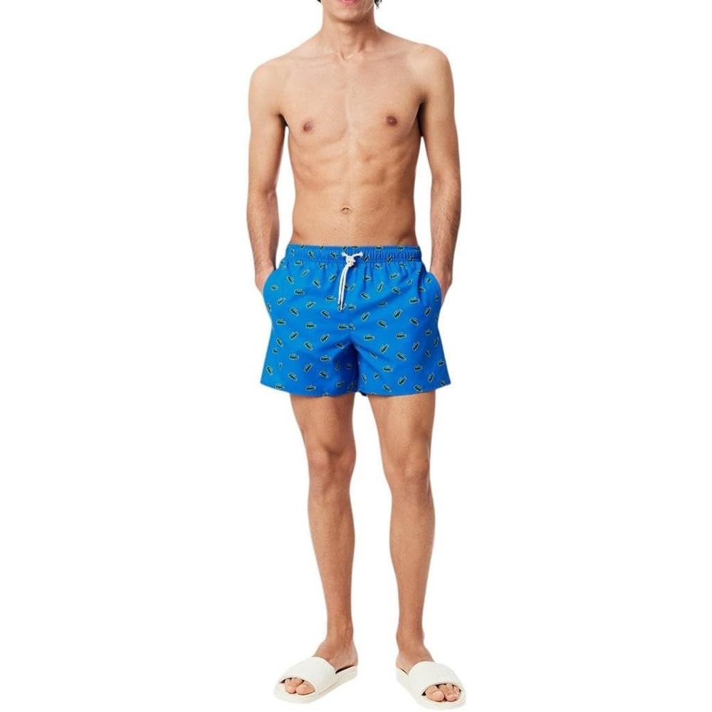 image:imageLacoste Mens Crocodile Print Swim TrunksGipsy Blue Multicolor