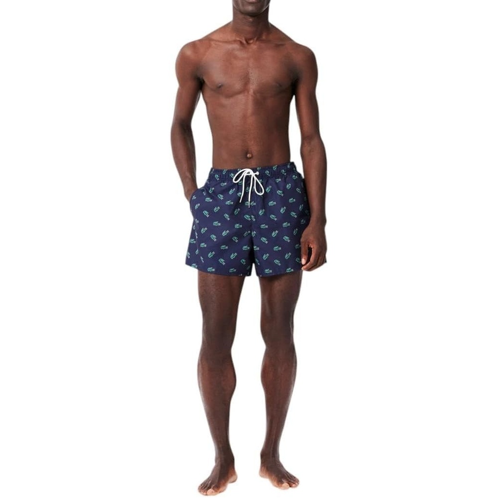 image:imageLacoste Mens Crocodile Print Swim TrunksNavy BlueMultico
