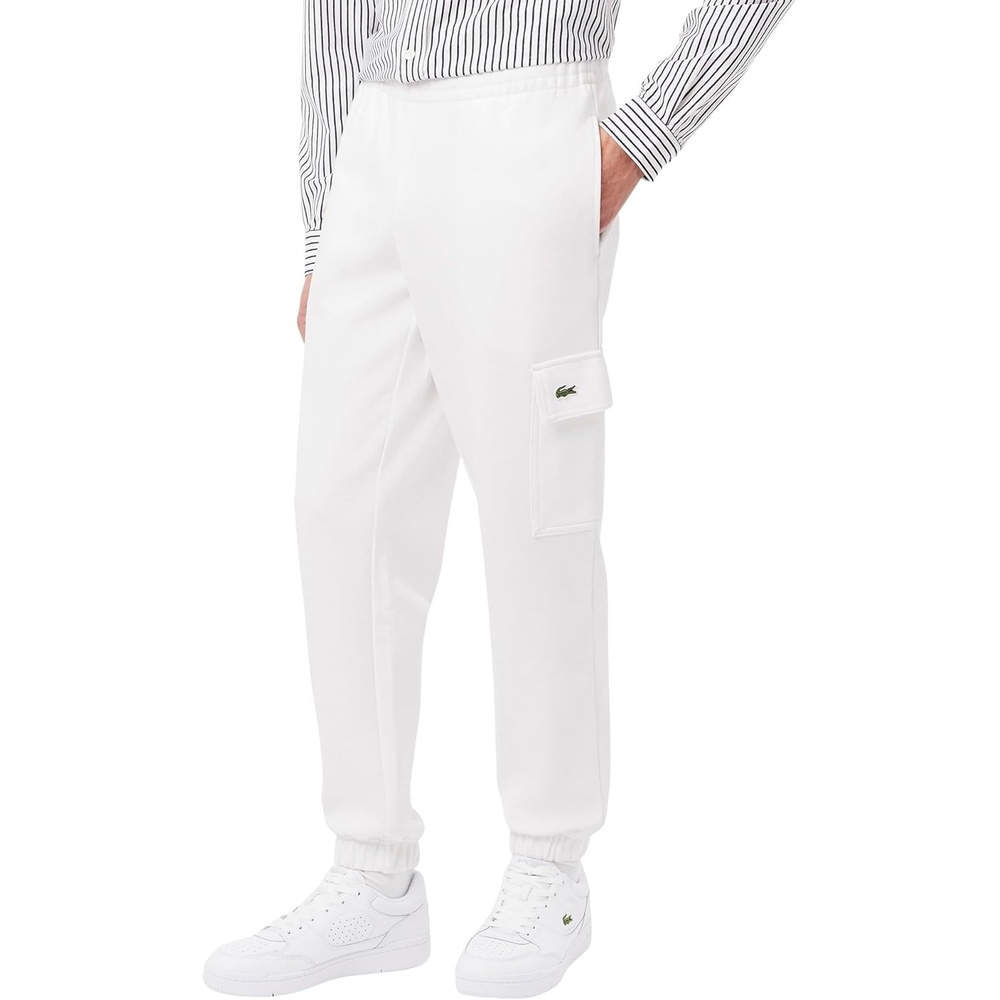 image:imageLacoste Mens Fleece Cargo SweatpantsWhite