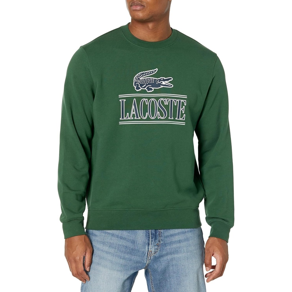 image:imageLacoste Mens Fleece Crew Neck Print SweatshirtGreen
