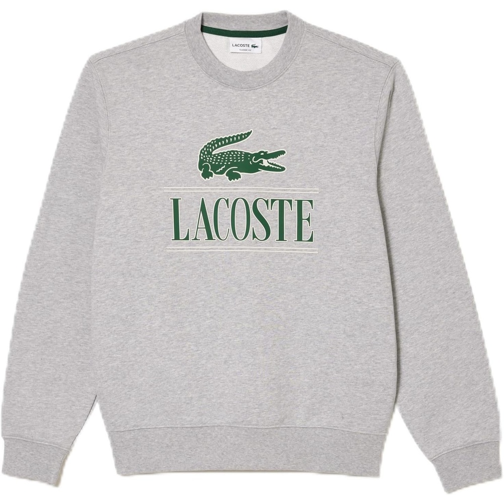 image:imageLacoste Mens Fleece Crew Neck Print SweatshirtGrey