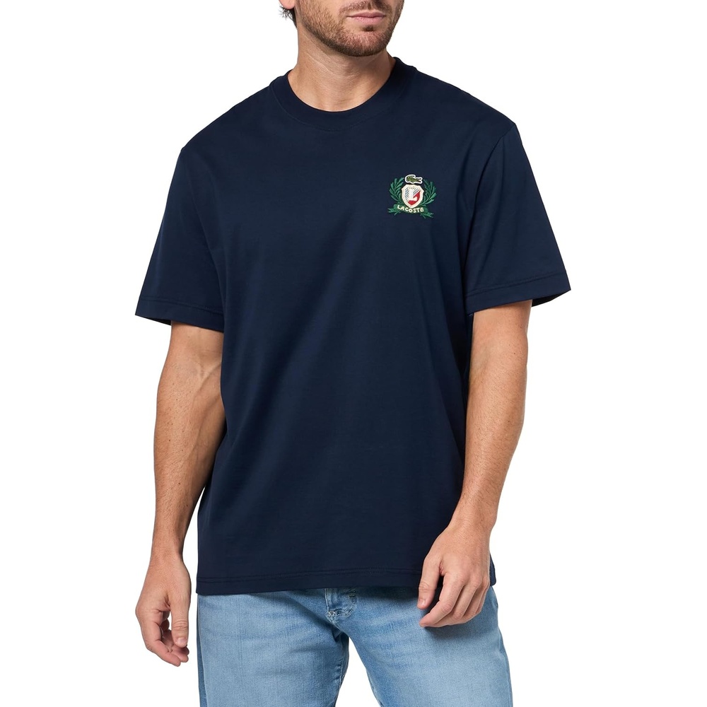 image:imageLacoste Mens French Made Embroidered Badge TShirtNavy Blue