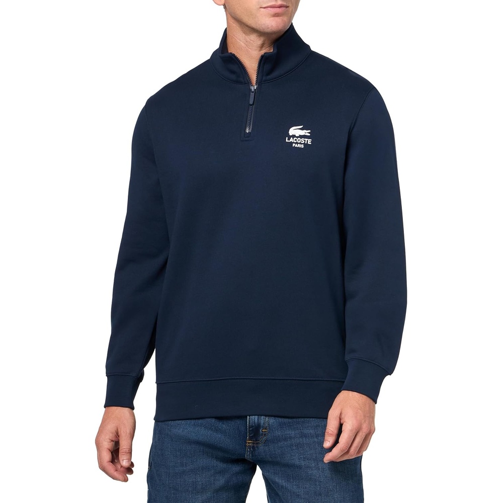 image:imageLacoste Mens High Neck Zipup Print SweatshirtNavy Blue