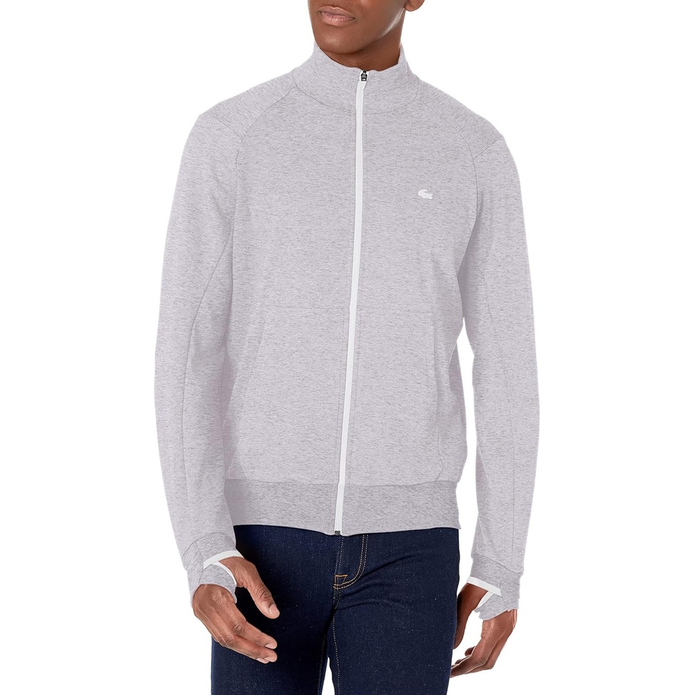 image:imageLacoste Mens High Neck Zipup SweatshirtSilver Chine