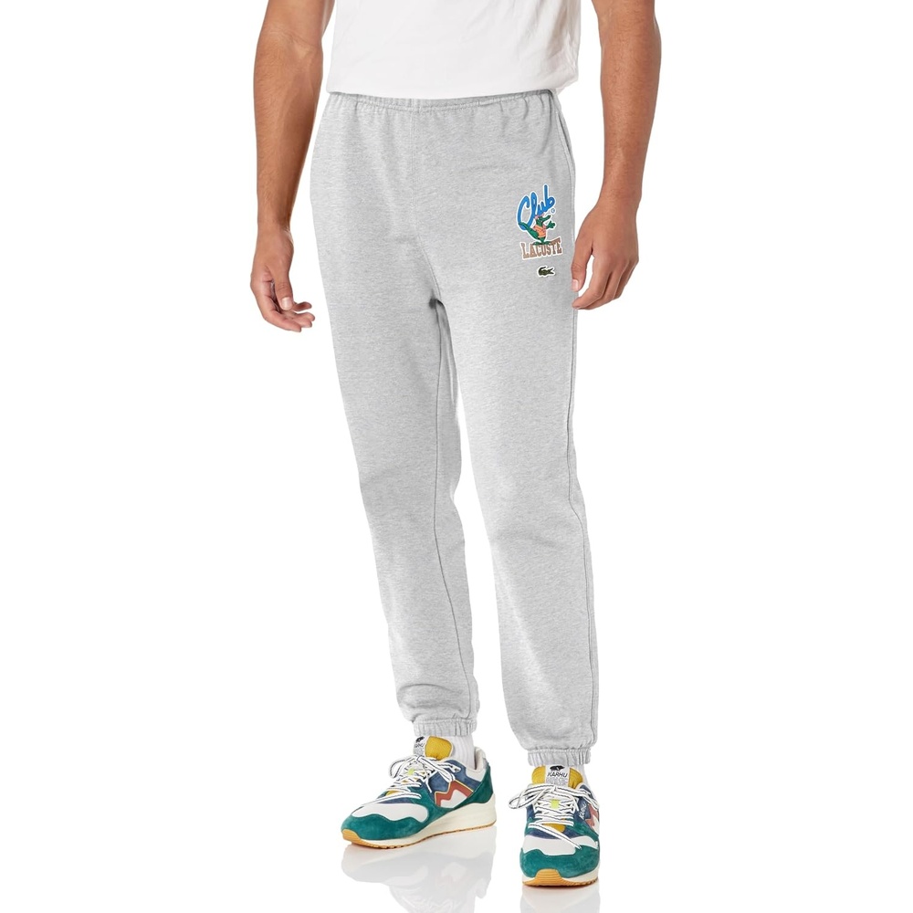 image:imageLacoste Mens Iconic Print Jogger Track PantsSilver Chine