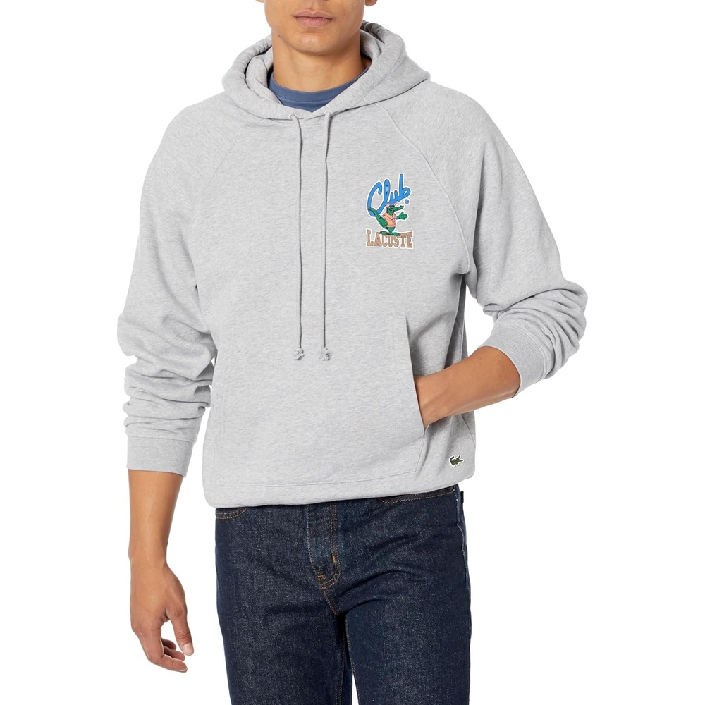 image:imageLacoste Mens Iconic Print Loose Fit Jogger SweatshirtSilver Chine