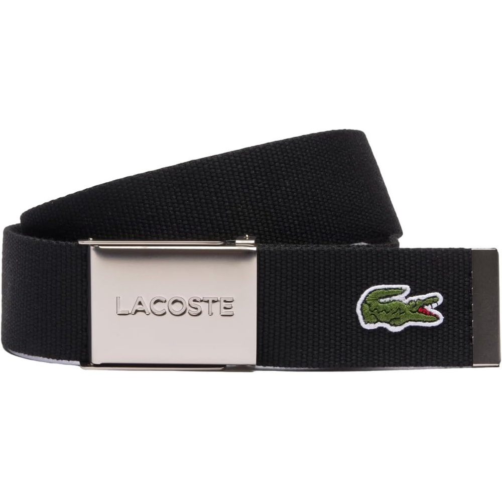 image:imageLacoste Mens L1212 Textile Signature Croc Logo BeltBlack