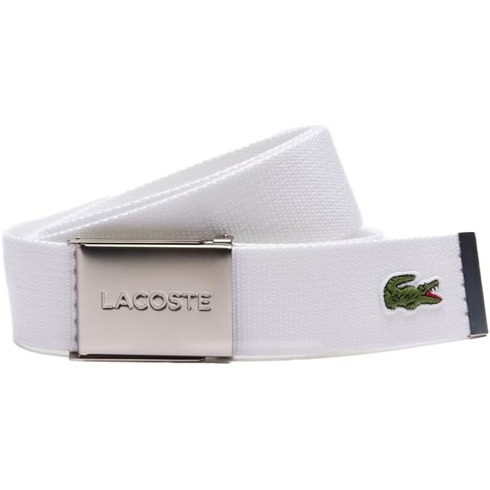 image:imageLacoste Mens L1212 Textile Signature Croc Logo BeltBright White
