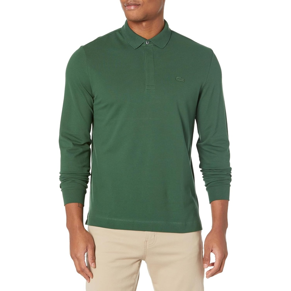 image:imageLacoste Mens Long Sleeve Stretch Cotton Paris PoloGreen
