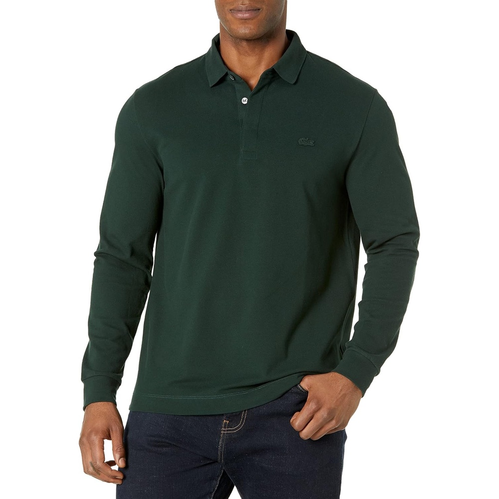 image:imageLacoste Mens Long Sleeve Stretch Cotton Paris PoloSinople