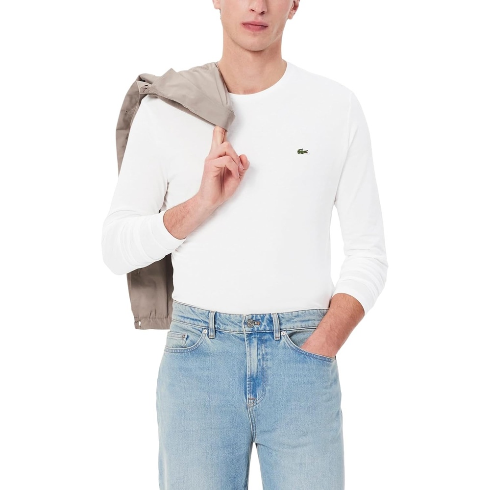 image:imageLacoste Mens Long Sleeved Cotton Pima TShirtWhite