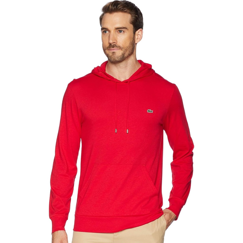 image:imageLacoste Mens Long Sleeved Hooded TShirtImperial Red