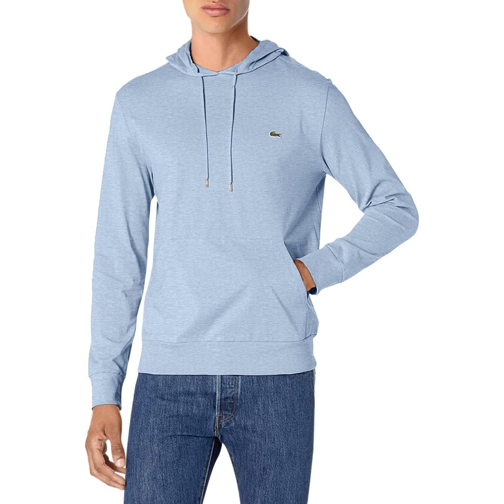 image:imageLacoste Mens Long Sleeved Hooded TShirtPennant Blue Chine