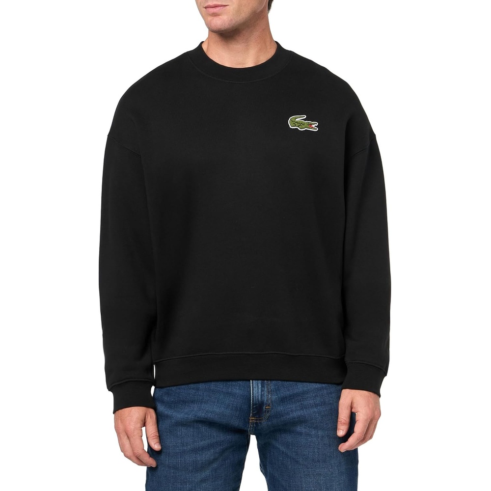 image:imageLacoste Mens Loose Fit Badge Accent Fleece SweatshirtBlack