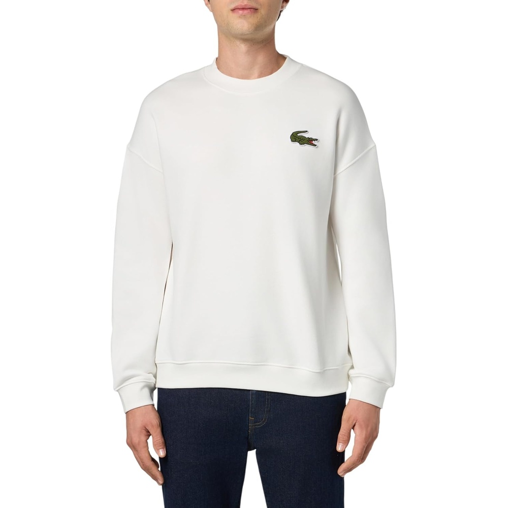 image:imageLacoste Mens Loose Fit Badge Accent Fleece SweatshirtWhite