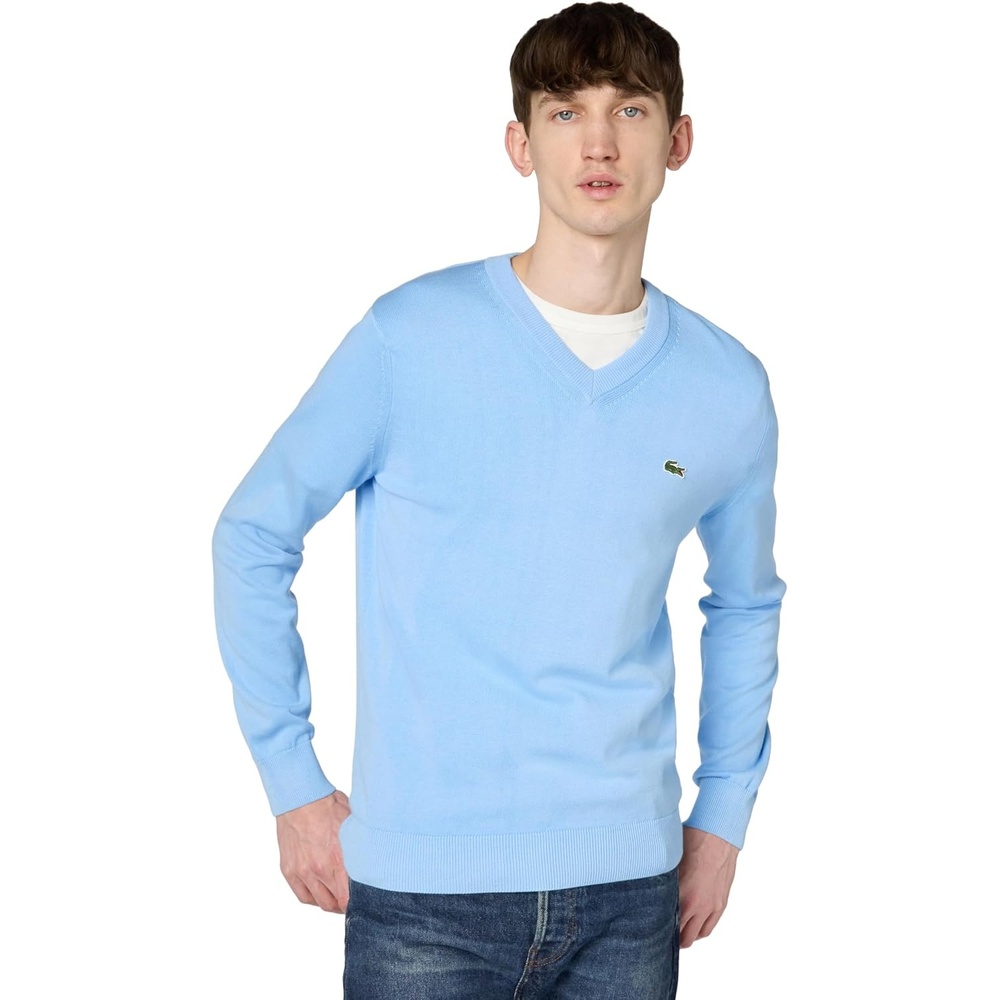 image:imageLacoste Mens Monochrome Cotton Vneck SweaterOverview