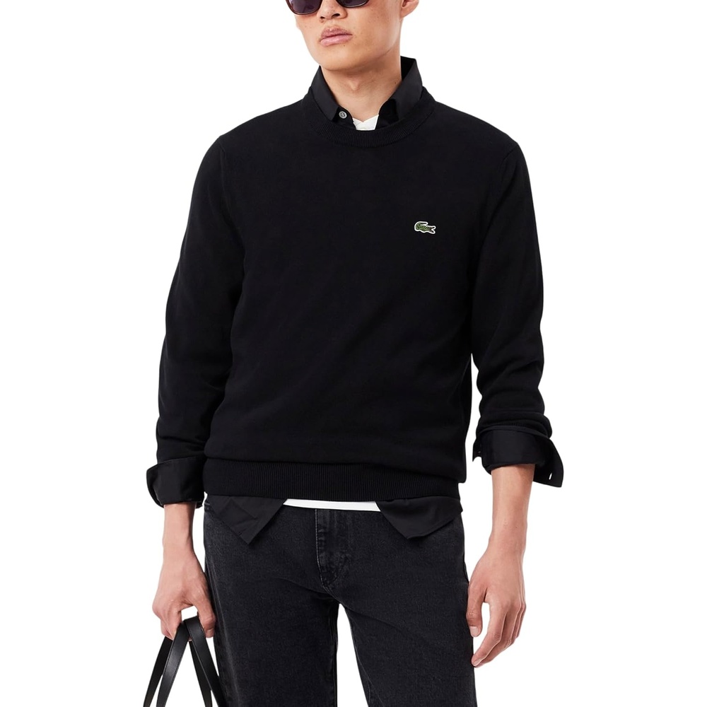 image:imageLacoste Mens Monochrome Crew Neck Cotton SweaterBlack