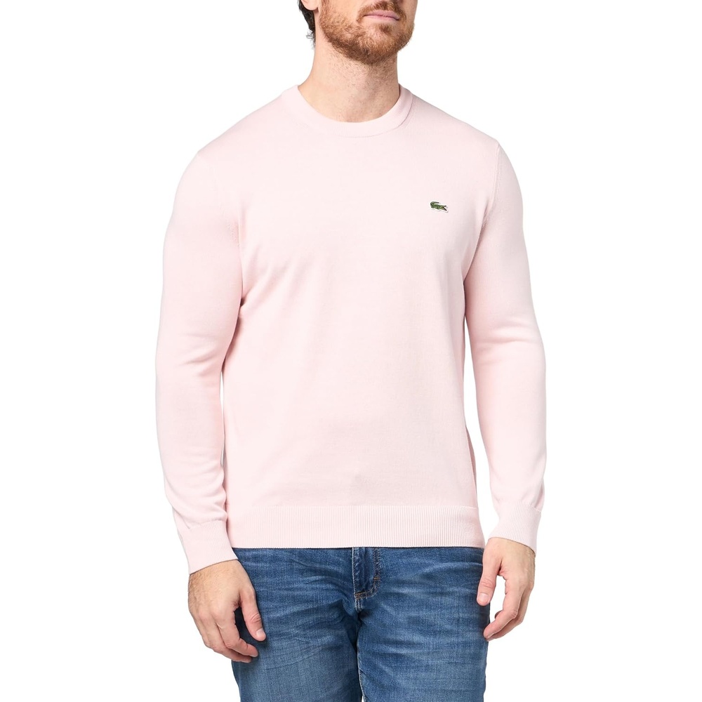 image:imageLacoste Mens Monochrome Crew Neck Cotton SweaterFlamingo