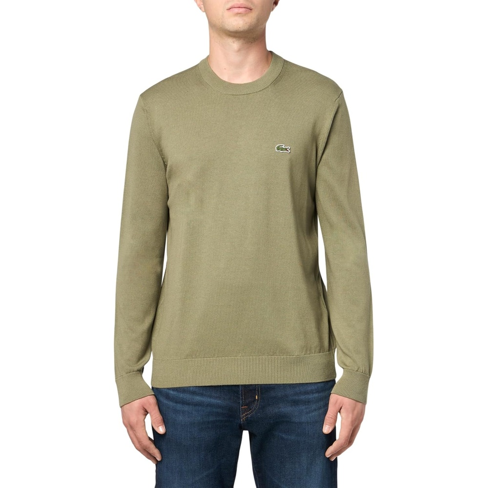 image:imageLacoste Mens Monochrome Crew Neck Cotton SweaterKhaki