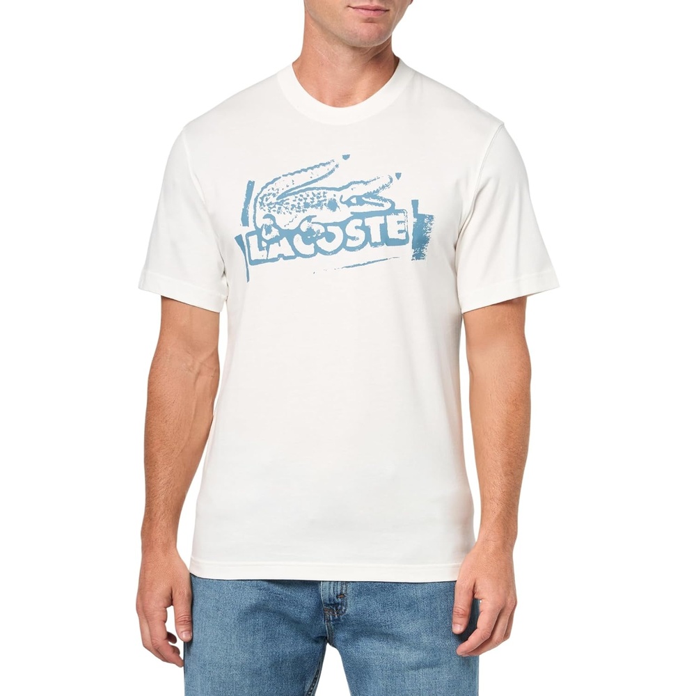 image:imageLacoste Mens Printed Cotton Jersey TShirtFlour Limestone