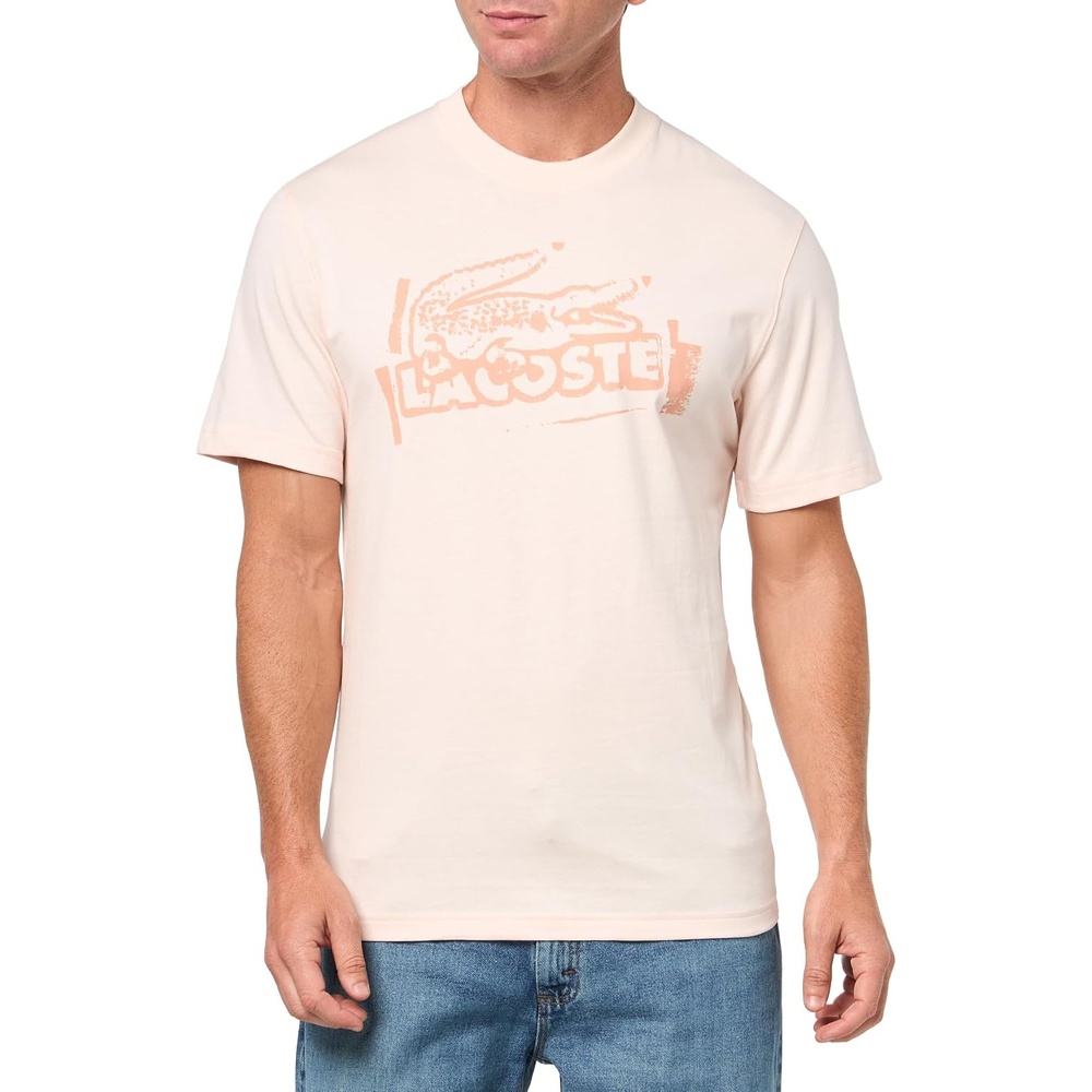 image:imageLacoste Mens Printed Cotton Jersey TShirtLight Beige Latte