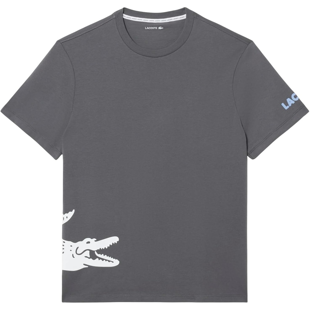 image:imageLacoste Mens Printed Cotton Loungewear TShirtFlagstoneWhite