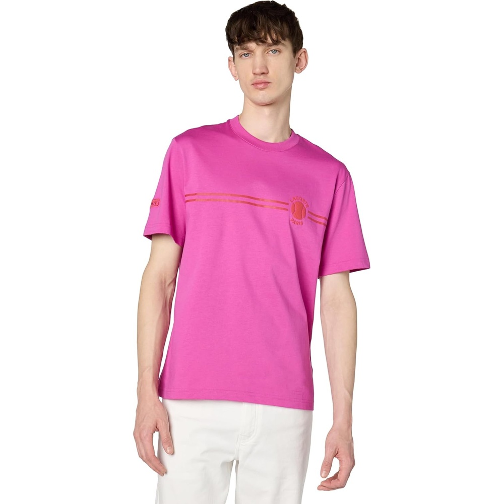 image:imageLacoste Mens Printed Embroidered Cotton Jersey TShirtMalva