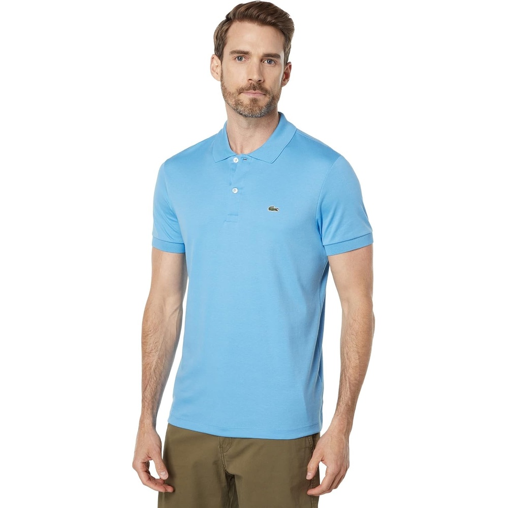 image:imageLacoste Mens Regular Fit Cotton Pima Polo ShirtArgentine Blue