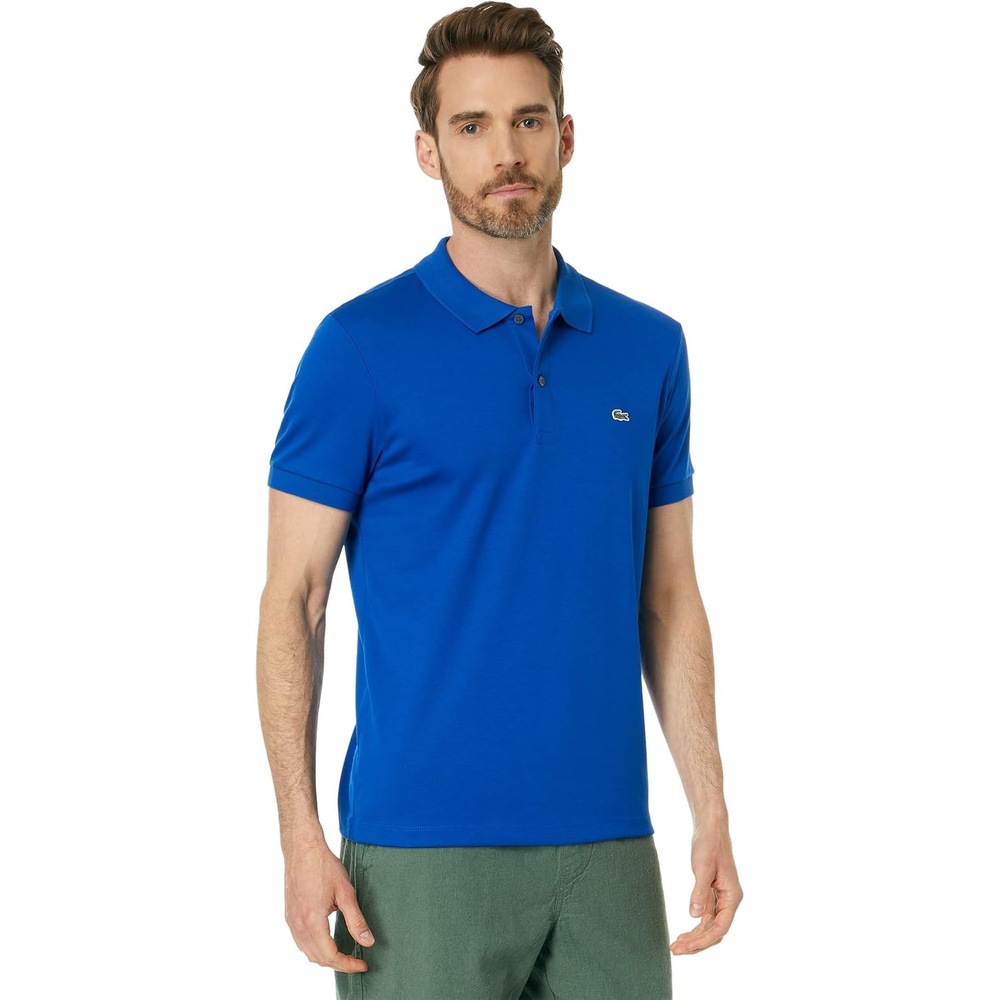 image:imageLacoste Mens Regular Fit Cotton Pima Polo ShirtCobalt