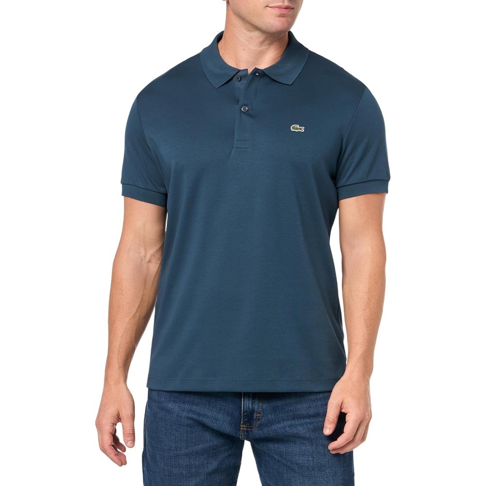 image:imageLacoste Mens Regular Fit Cotton Pima Polo ShirtDark Navy Blue