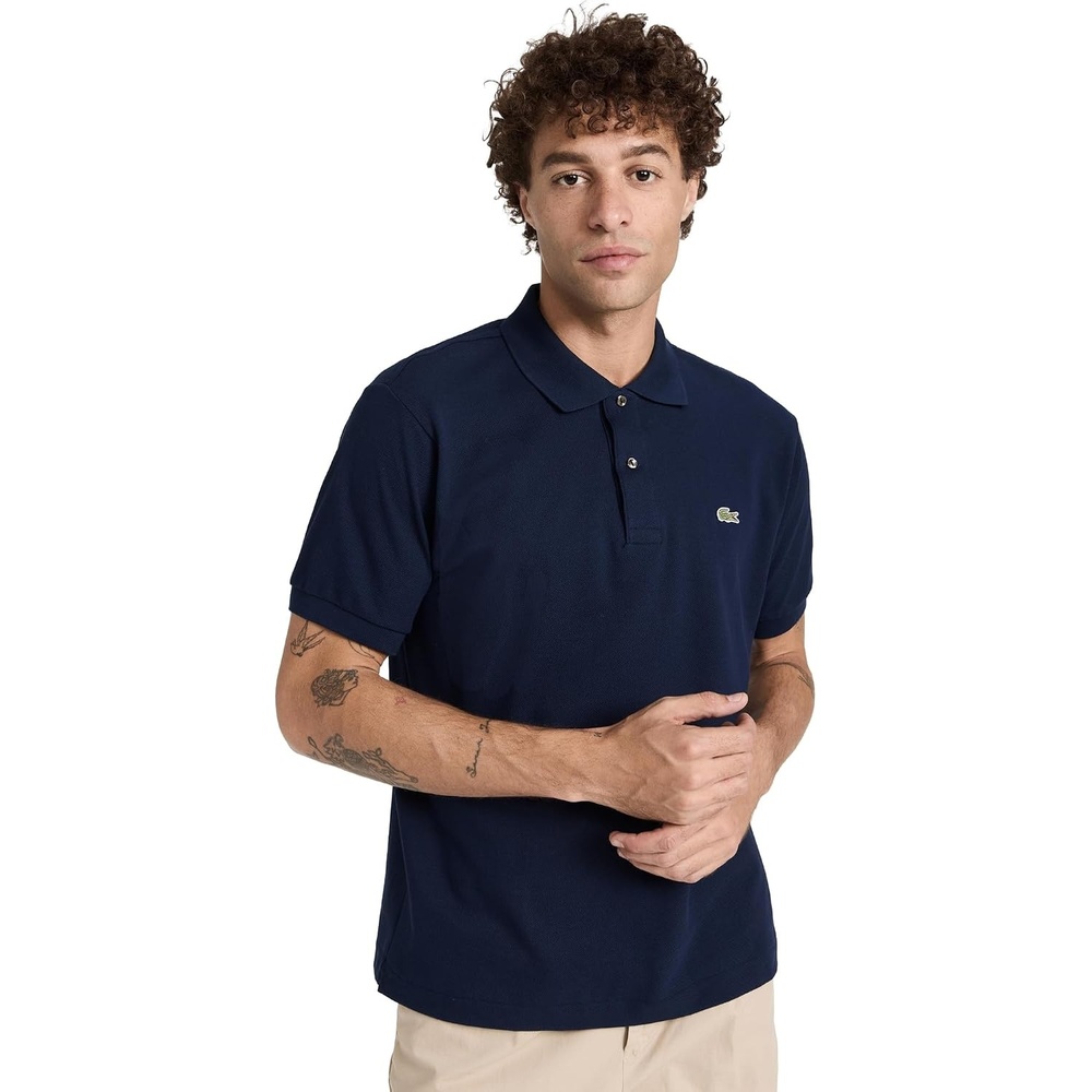 image:imageLacoste Mens Regular Fit Cotton Pima Polo ShirtMarine